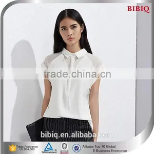 2015 Fashion Design White Loose Cardigan Women Chiffon Shirt thumbnail-1