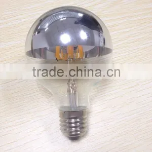 G80/G95/G125 Led Filament Bulb Globe Light Half Silvery Chrome/mirror Reflector 4watt 6w 8w E26/e27 B22 120v 230v thumbnail-1