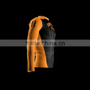 Polyester Spandex Long Sleeves Savv Show Compression Shirt/Rash Guard With Club Logo Player Name and Numbers at Sleeves thumbnail-3