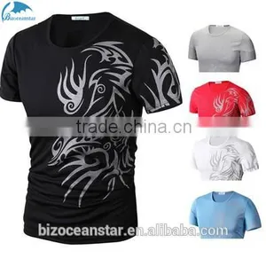 Foreign Trade Preferential Wholesale Fashion Euramerican Style Big Yards Dragon Pattern Printed T-shirts Round Collar thumbnail-1
