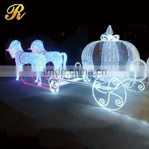Led Lighted Horse Carriage With Santa Claus for Large Christmas Decoration thumbnail-1