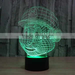 Novelty Super Mario Shape 3D Illusion Led Night Light Cartoon Atmosphere Switch ABS Led Bulbs Lamb With 7 Color Light thumbnail-6
