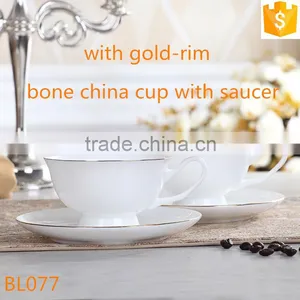 Fine Bone China White With Gold-rim Tea Cup With Saucer thumbnail-3