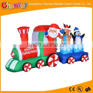 Outdoor Christmas Led Lights Inflatable Train With Santa thumbnail-1