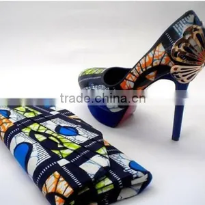 2016 Top Fashion Ankara Fabric African Wax Shoes And Bags Ladies Shoes and Matching Bags African Shoes and Bag Set thumbnail-1