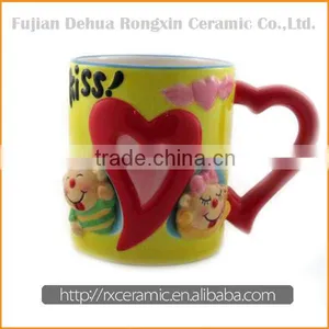 Hand-painted 3D Ceramic Heart Character Ceramic London Mugs thumbnail-1