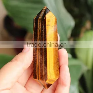 Natural Yellow Tiger Eye Crystals Healing Stones Point thumbnail-1