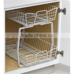 Two Tiers Wire Kitchen Cabinet Sliding Basket thumbnail-1