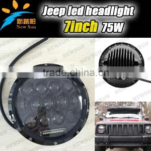 Strong Power 75w 7 Inch Round Led Headlight hi and Low Beam for Jeep thumbnail-1
