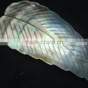 Mother of Pearl (MOP) Carving Leaf Gemstone With Nice Rainbow Fire thumbnail-4