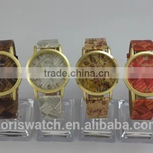 Cheap Top Sell Leather WOODEN Print Fashion Unisex Wrist Watches thumbnail-5
