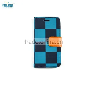 2015 New Design Special Grid Pattern Denim Leather Case For Wiko Darkfull With Card Slots and PVC ID Slot thumbnail-2