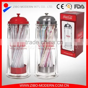 Wholesale Clear Glass Body With Stainless Steel Cap Straw Dispenser thumbnail-1