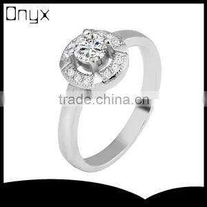 Classical 925 Sterling Silver Prong Setting Women Ring With Rhodium Plated thumbnail-1