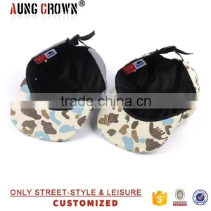 Flat Brim 5 Panel Woven Label Custom Fabric 5 Panel Camp Cap thumbnail-5