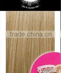 Hair Extension Human Hair 6 Inch x 22 Inch(1 1/2 Layer) Dark Gold Blonde thumbnail-1