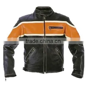 Classic Orange Motorcycle Leather Jacket thumbnail-1