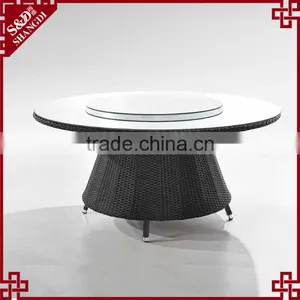 All Weather PE Wicker Modern Round Dining Table Sets With 6 Chairs thumbnail-3