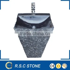 Nero Marquina Marble Pedestal Sink Free Standing Sink thumbnail-1