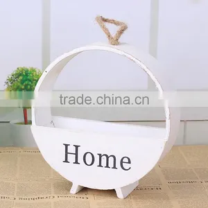 Antique Wooden Wall Hanging Round Flower Pots thumbnail-3