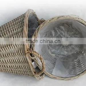 100%Handmade Wicker Plastic Lined Plant Basket Wicker Plant Pot Flower Plant Basket thumbnail-3