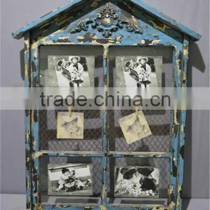 House Shaped Home Decorative Shelf With Photo Frame Rustic Finished on Surface thumbnail-1