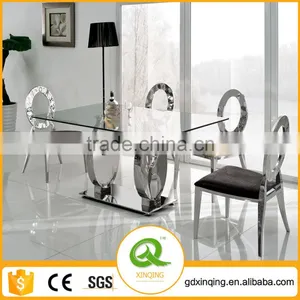 TH313 Popular Design Tempered Glass Top Dining Table and Chairs Set thumbnail-2