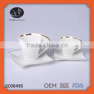 Hot Sales!high Quality Ceramic Coffee Cup and Saucer Set, Handle GREAT CONDITION,ceramic Gold Rim Coffee Cup With Saucer thumbnail-1