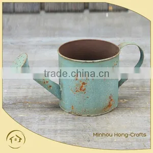Hot Sale Bucket Oil Painting, Metal Flower Kettle Blue, Metal Watering Can thumbnail-1
