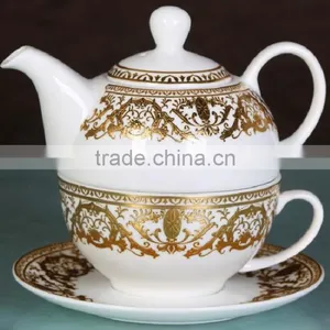 2016 New Item Ceramic Tea Pot Set With Golden Design thumbnail-1