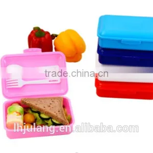 Useful Plastic Lunch Box With Spoon and Fork Set / Plastic Lunch Box Set thumbnail-1
