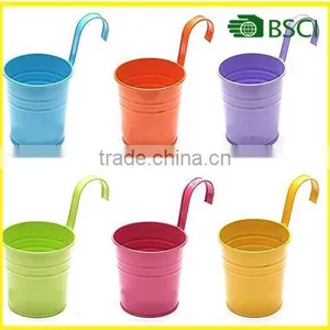 For Railing Balcony Patio Desk Windo Multicolor Metal Iron Indoor Outdoor Garden Planters Hanging Flower Plant Pot thumbnail-2