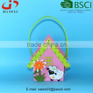 BSCI Audit Factory New Design Easter Decoration Non-woven Fabric House Basket, Easter Cheap Decorative Baskets thumbnail-1