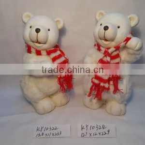 Ceramic Bear With Plush Finish SN11091 thumbnail-1