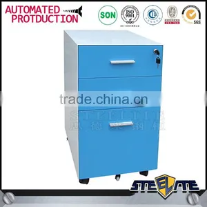 Light Blue Office Filing Cabinet Metal Mobile Filing Cabinet With 3 Drawer thumbnail-1