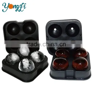 Whiskey Ice Ball Maker Mold - Red Flexible Silicone Ice Tray - Molds 4 X 4.5cm Silicone Round Sphere Ice Ball Mold thumbnail-1