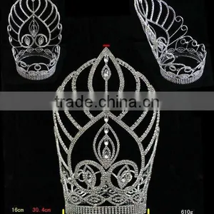 H172-121 Beauty Jewelry Rhinestone Fashion Big Pageant Crown thumbnail-2