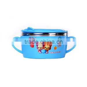 Color Stainless Steel Serving Soup Baby Bowl With Lid Kids Suction Bowl thumbnail-3