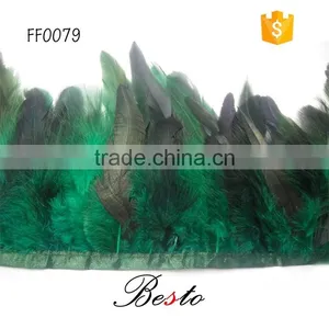 Dyed Rooster Hackle Feather Trimming With Satin Ribbon thumbnail-1