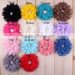Fabric Flower With Pearl Beads Center for Kids Hair Accessories thumbnail-1