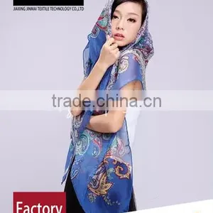 Customized Fashion Pure Digital Print Silk Scarf With Bright Vivid Colors thumbnail-2