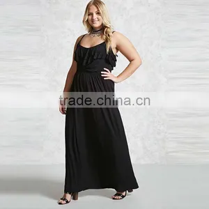 2017 Summer Women Ruffled Maxi Dress Plus Size Cocktail Dress For Fat Lady HSd9039 thumbnail-5