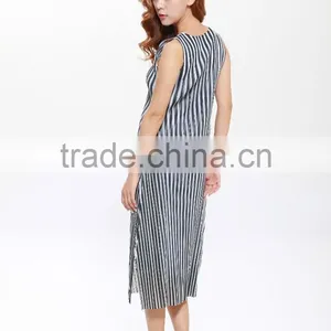 Korean New Style Vertical Stripes Tight Women Crumple Dress thumbnail-4