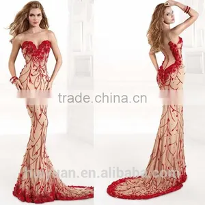 Red Fashion Sweetheart Neck Applique Flower Cocktail Party Dress thumbnail-1