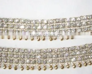 Broad PAYAL Anklets With Bells Pair GOLD , Plated thumbnail-1