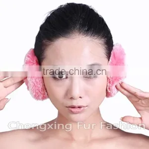 CX-EM-03K High Quality Rostte Heated Real Rex Rabbit Fur Earmuff thumbnail-1