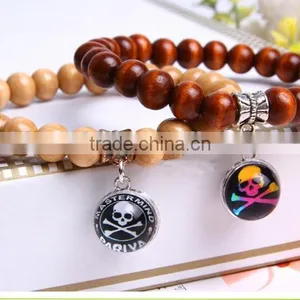 Customized UK Flag Glass Dome Charm Wood Bracelets Jewelry thumbnail-5