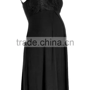 Black Lace Slip Maternity Sleepwear thumbnail-3