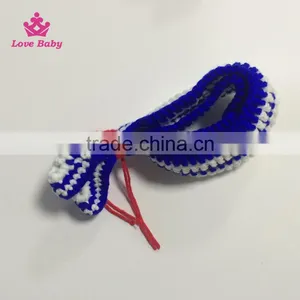 4pcs Set Photo Props Hat+shoes+diaper+tie Fashion Blue Crochet Cowboy Custome Photography thumbnail-5