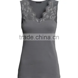 Jersey Tank Top With Lace thumbnail-1